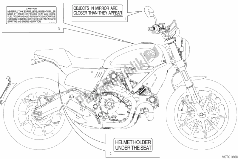 Todas as partes de Placas De Posicionamento do Ducati Scrambler Full Throttle USA 803 2019